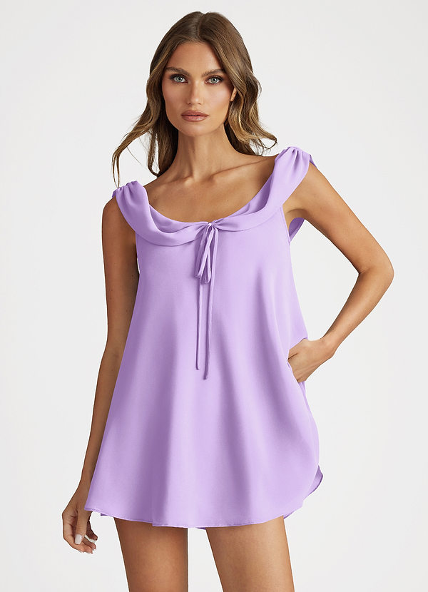 front Liliowy Komplet piżamowy Babydoll Top i spodenki