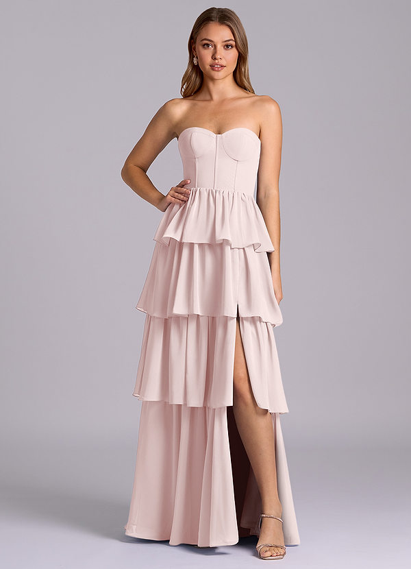 Azazie Faye Bridesmaid Dresses Blushing Pink A-Line Sweetheart Neckline Chiffon Dress image1