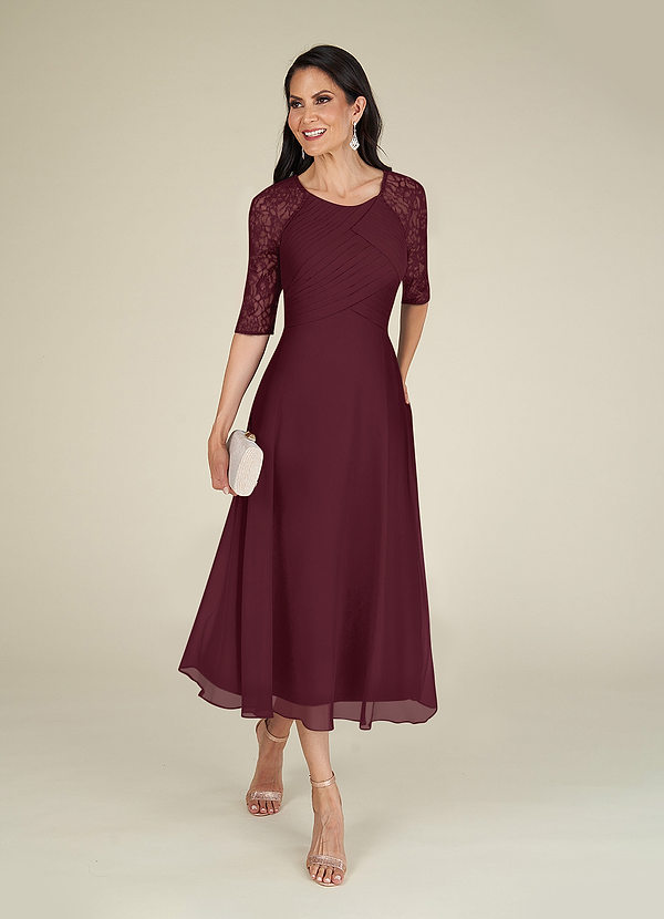 Azazie Dorothea Mother of the Bride Dresses Cabernet A-Line Scoop lace Chiffon Dress image1