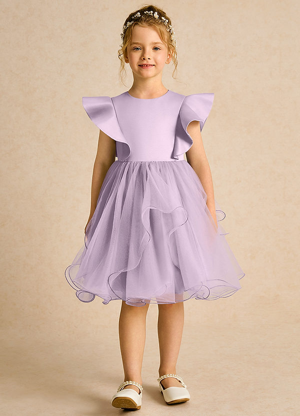 Azazie Chirp Robes de Fillette d'Honneur Robe Princesse en Tulle Frostiges Flieder image1