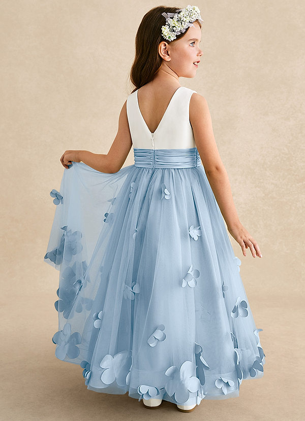 Azazie Vi Flower Girl Dresses Powder Blue A-Line Sleeveless Tulle Dress image1
