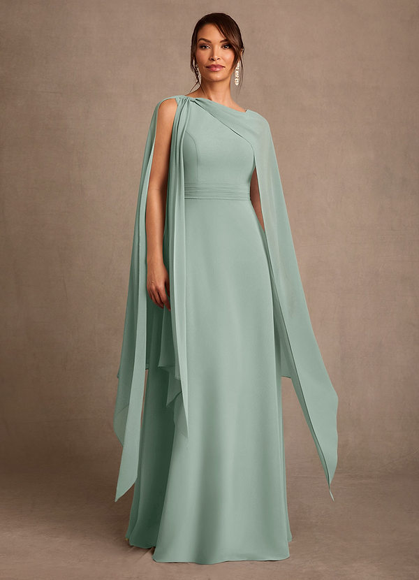 Azazie Liddie Mother of the Brides Dresses Agave A-Line Pleated Chiffon Dress image1