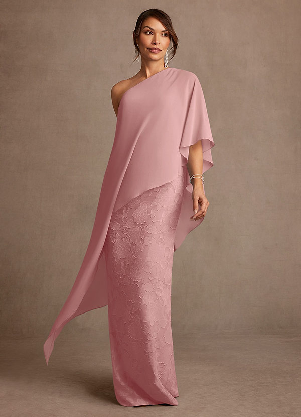 Azazie Wilma Mother of the Brides Dresses Dusty Rose Sheath One Shoulder Floral Burnout Dress image1