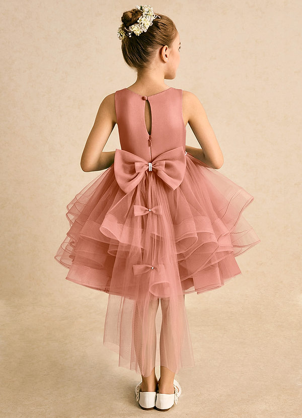Azazie Tinie Blumenkinder Kleider Ballkleid Schleifen Tüll Kleid Mai Tai image1