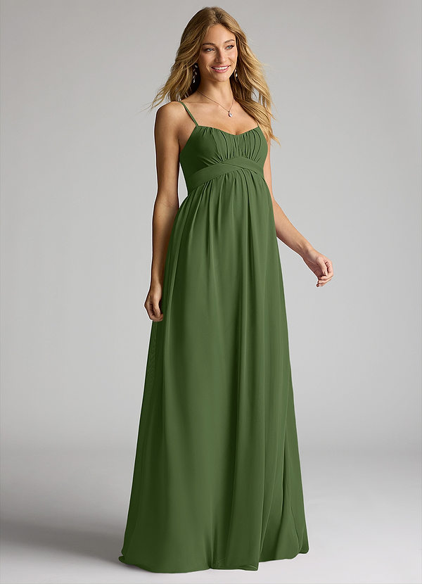 Azazie Llana Maternity Bridesmaid Dresses A-Line Chiffon Floor-Length Dress image1