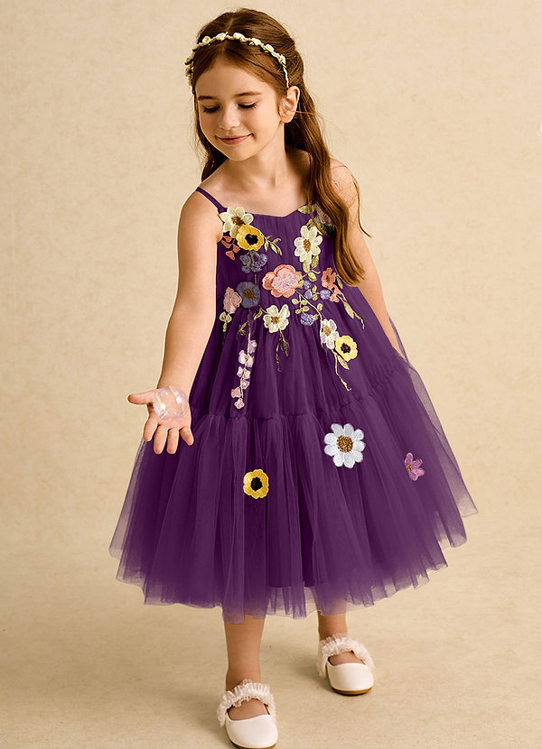 Azazie Osea Blumenkinder Kleider Ballkleid Plissee Tüll Kleid Traube image1