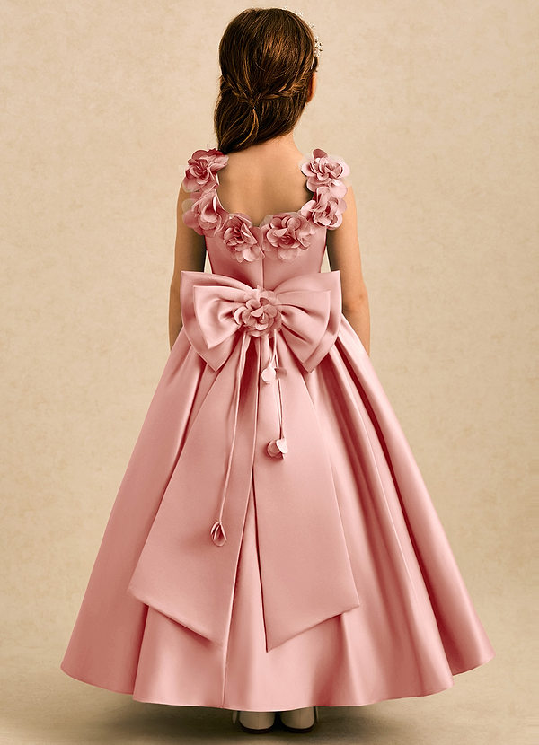 Eden Flower Girl Dresses Rosette Ball-Gown Pleated Matte Satin Dress image1