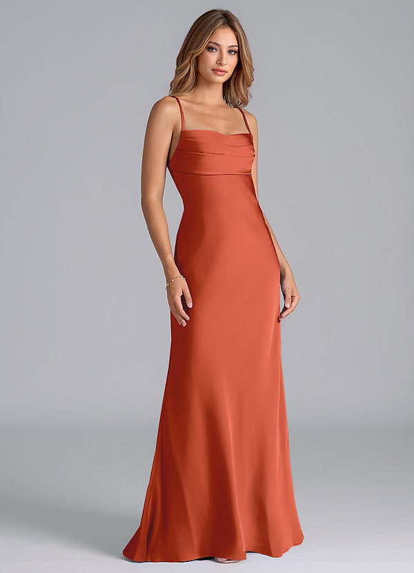 Azazie Seema Brudtärneklänningar Klä av Sjöjungfru i Stretch Satin Korsett Rost image1