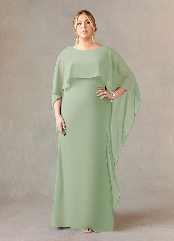 Azazie Dion Mother of the Brides Dresses Dusty Sage Sheath Scoop Stretch Crepe Dress image1