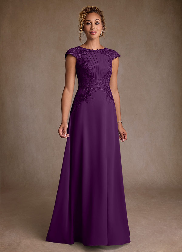 Azazie Christi Mother of the Brides Dresses Grape A-Line Lace Chiffon Dress image1
