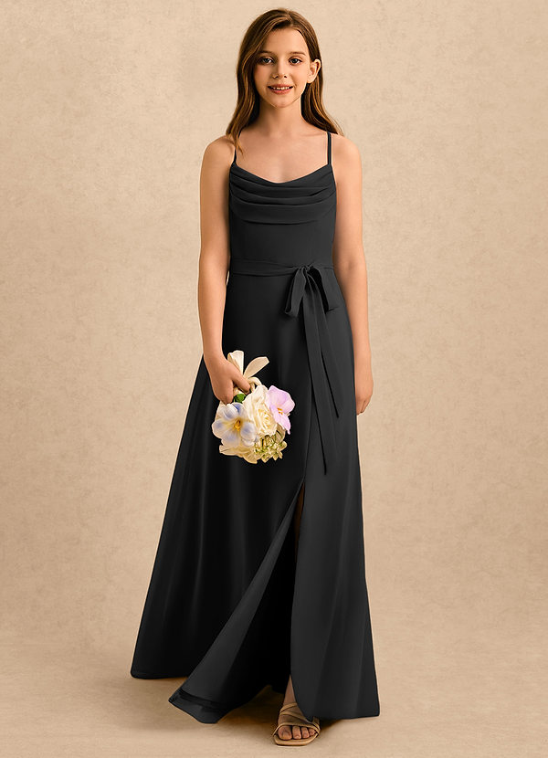 Azazie Jasslyn Girls Formal Sukienki dla dziewczynek sypiących kwiaty Linia A Pofałdowany Szyfon Długość podłogi Sukienka image1