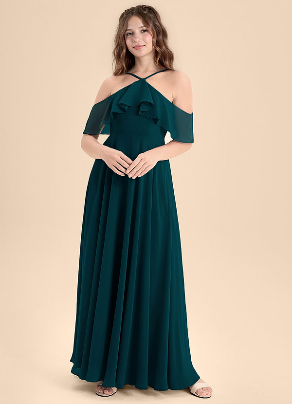 Azazie Tessabelle Junior Vestido de Pino de Gasa de Corte En A con Vestidos sin tirantes image1