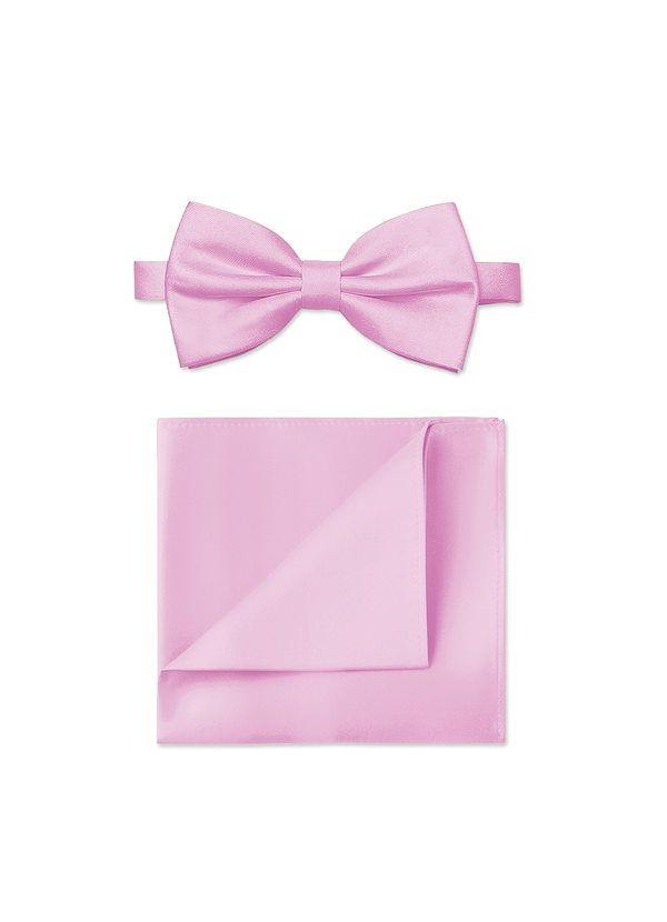 front Matte Satin Bow Tie and Pocket Square Set