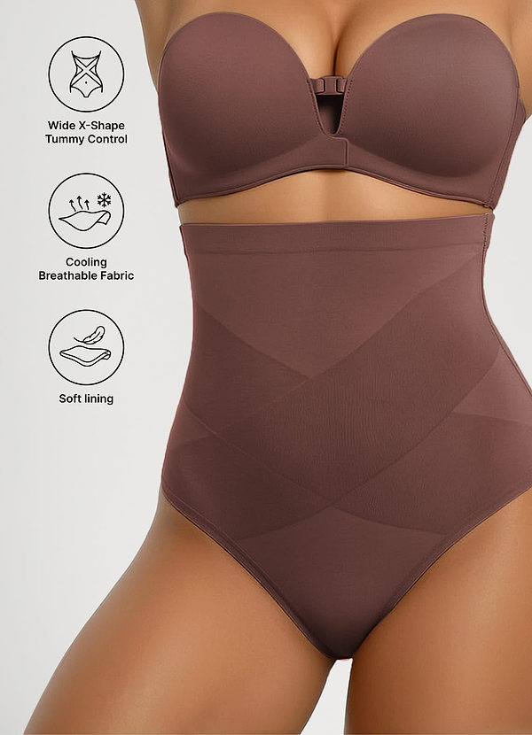 front X-Shaped Tummy Control High Waist Stretch Shaping Thong