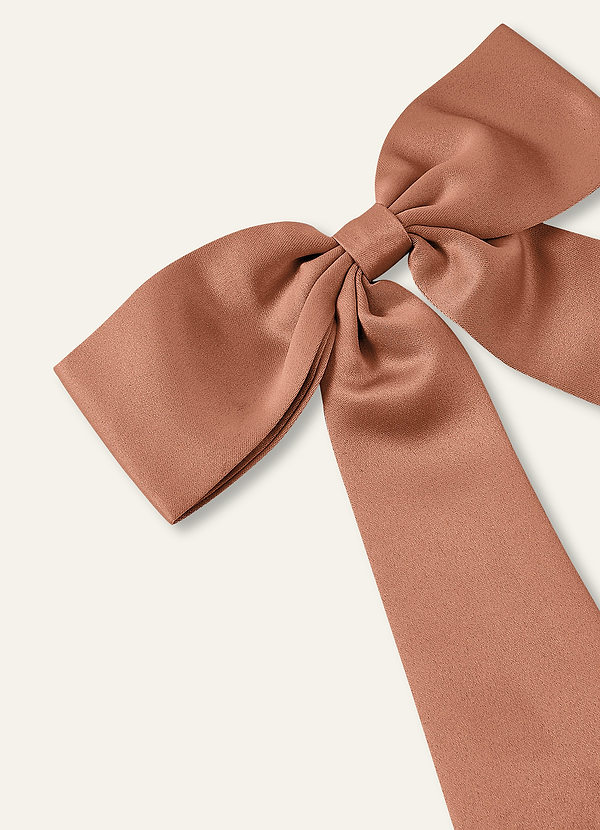 front Matching Color Satin Bow Hair Clip Set 2Pc