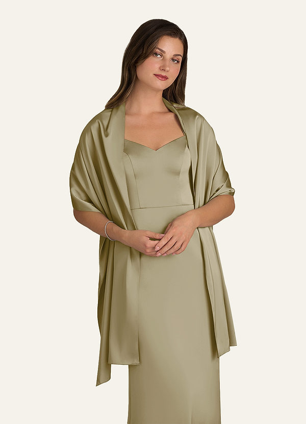 front Azazie Matching Color Ireland Stretch Satin Shawl
