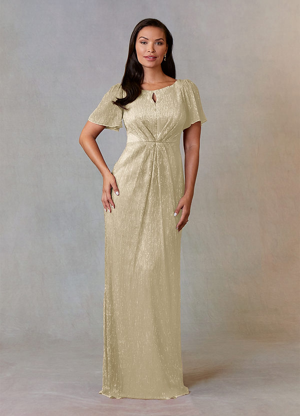 Upstudio Alameda Mother of the Brides Dresses Champagne A-Line Ruched Metallic Mesh Dress image1