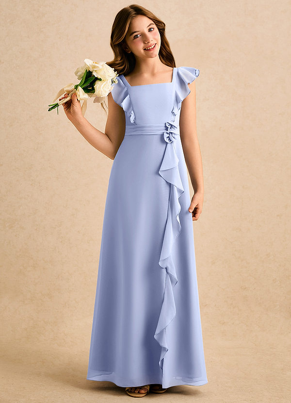 Azazie Soso Girls Formal Sukienki dla dziewczynek sypiących kwiaty Linia A Pofałdowany Szyfon Długość podłogi Sukienka image1