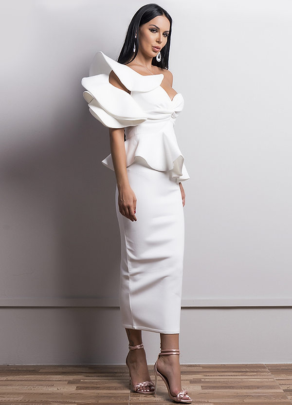 missord exaggerated ruffle one shoulder