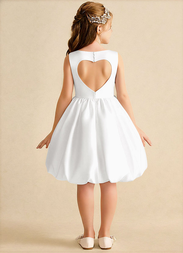 Azazie Nirvana Bloemenmeisjes Jurken Baljurk Jurk van Mat Satijn Ruches Wit image1