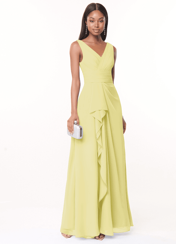 Azazie Julianna Brudtärneklänningar Klä av A-Linje i Chiffong Citronsorbet image1