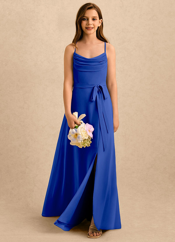 Azazie Jasslyn Girls Formal Sukienki dla dziewczynek sypiących kwiaty Linia A Pofałdowany Szyfon Długość podłogi Sukienka image1