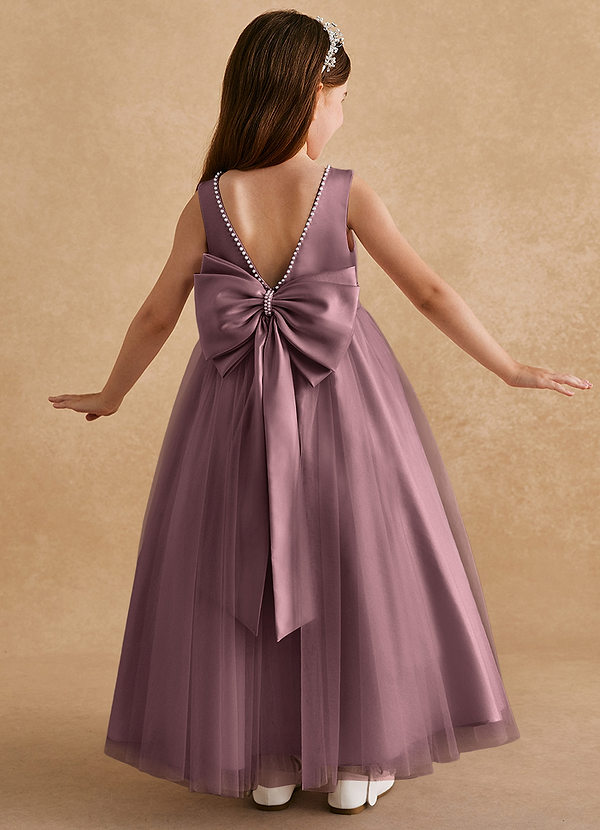 Azazie Cookie Flower Girl Dresses Vintage Mauve A-Line Bow Tulle Dress image1