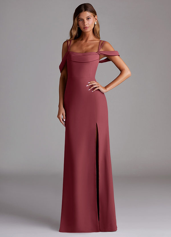 Azazie Callan Bridesmaid Dresses Merlot Mermaid Pleated Chiffon Convertible Dress image1