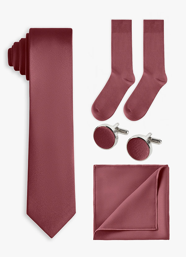 front Matching color 4-Piece Stretch Satin Skinny Tie Set