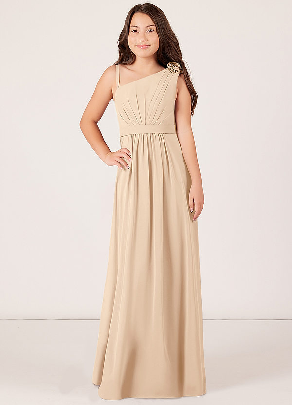 Vestidos De Dama De Honor Junior Con Escote Griego Y Largo Hasta El Suelo Terracota