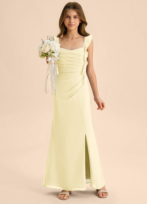 Azazie Jessamine Junior Lemon Sorbet Mermaid Sweetheart Neckline Chiffon Dress image1