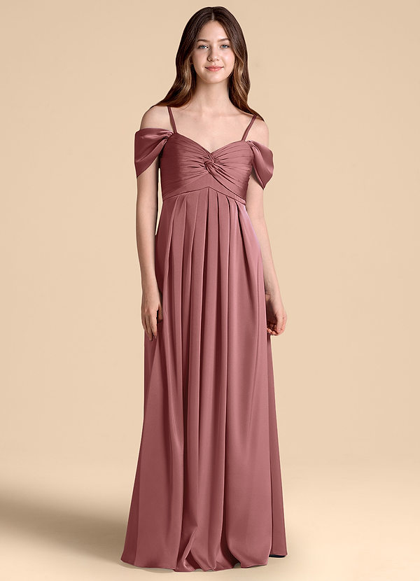 Azazie Kaitlynn Junior Jurk van Stretch Satijn met A-Lijn Off the Shoulder Amethist image1