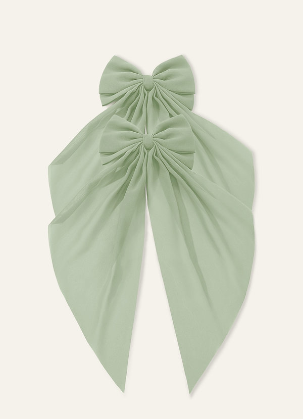 front Haarclip met strik van chiffon in bijpassende kleur (verpakking van 2)