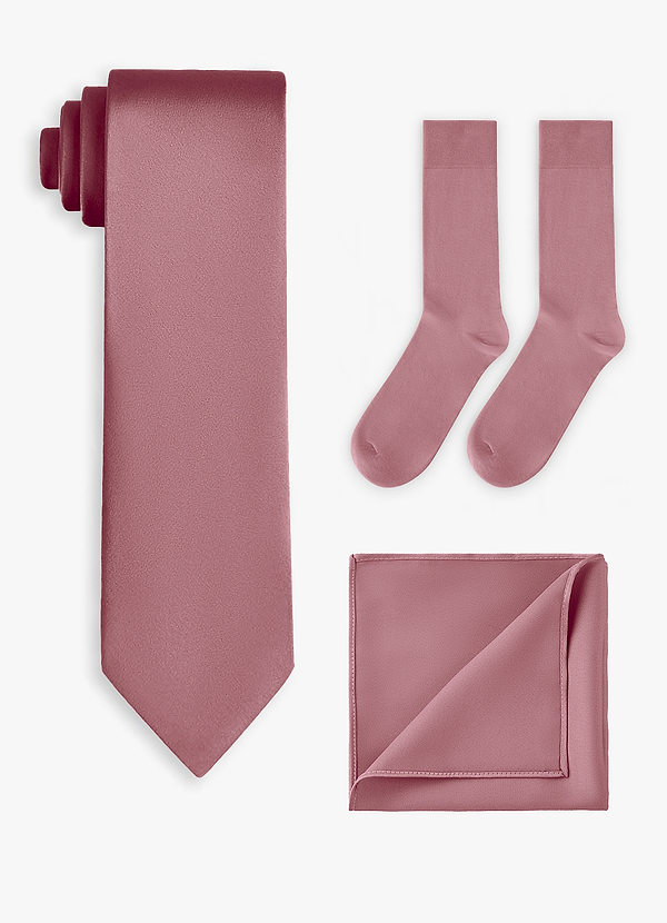 front Conjunto de corbata ancha de satén elástico, pañuelo de bolsillo y calcetines a juego