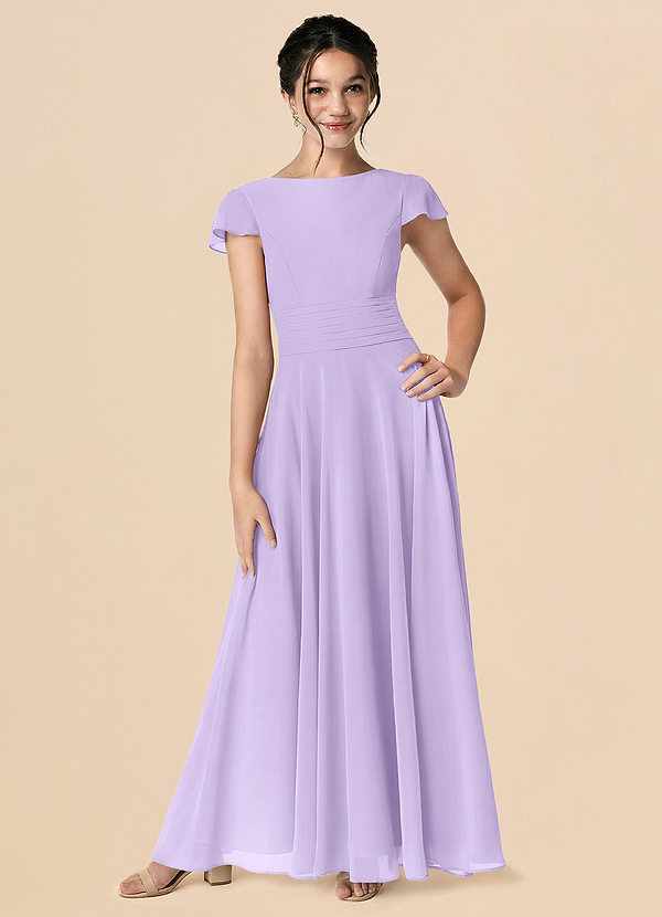 Azazie Payton Abito A-Line in Chiffon Fiocco Lilla image1