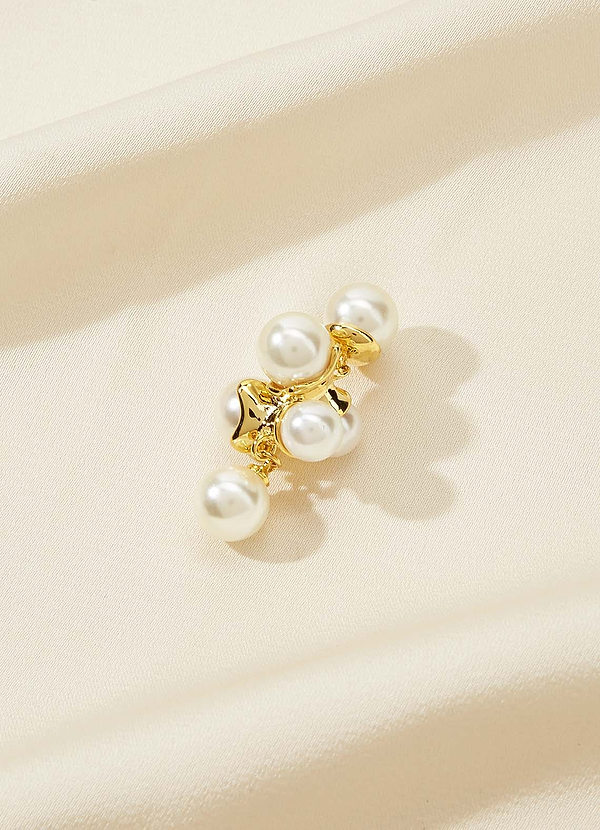 front Pearl Blossom Stud Earrings