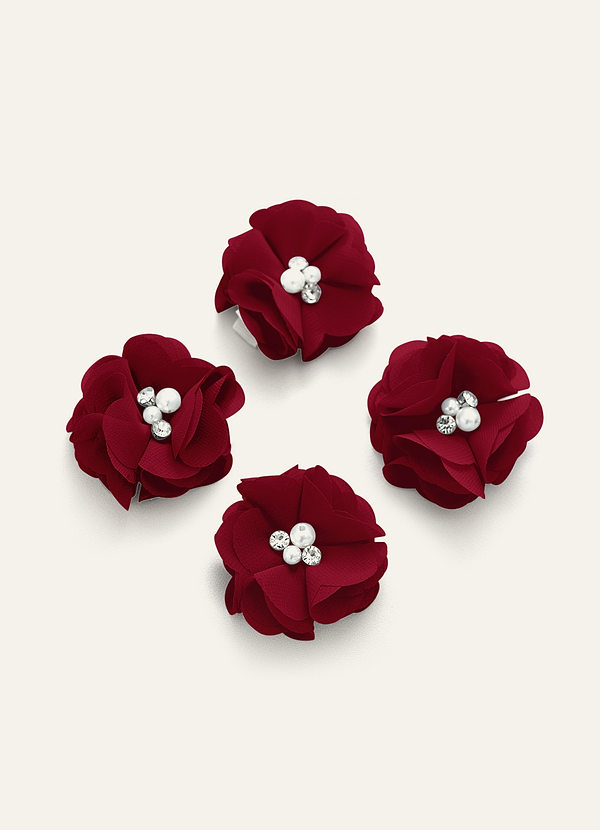 front Four-Piece Matching Color Chiffon Hair Clip Set