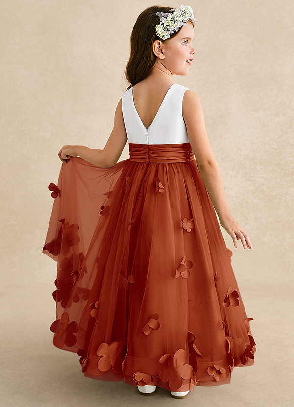 Azazie Vi Flower Girl Dresses Paprika A-Line Sleeveless Tulle Dress image1