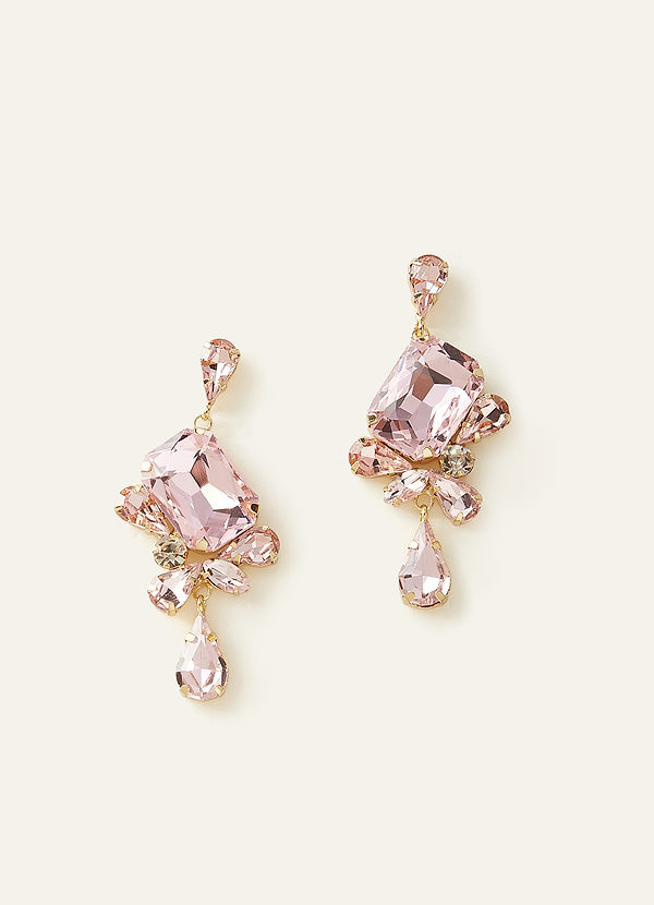 front Mixed Gemstone Geo Drop Earrings