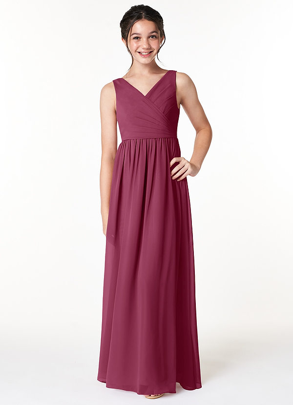 Azazie Sawyer Junior Mulberry A-Line Pleated Chiffon Dress image1