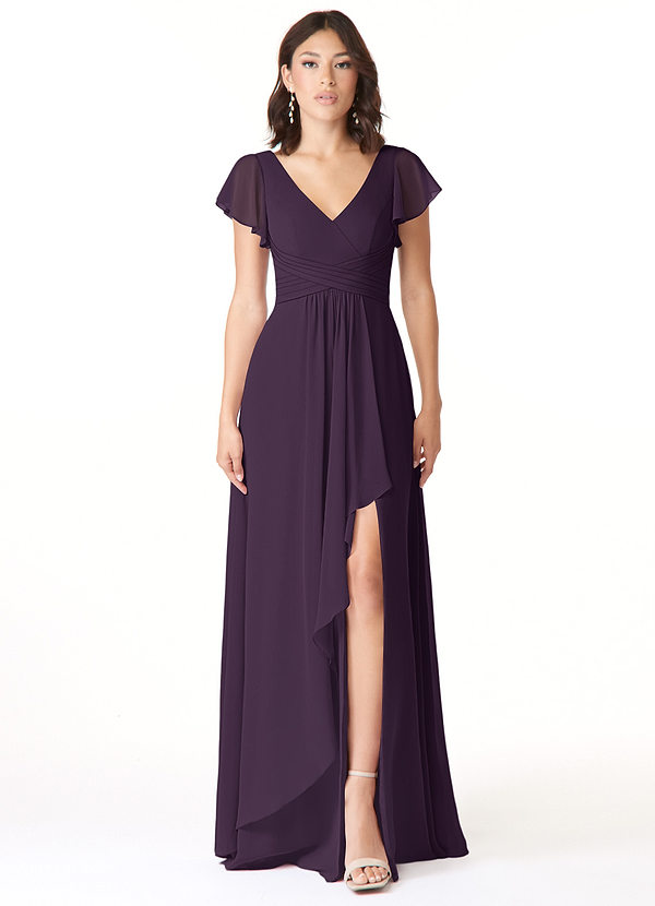 Azazie Omari Bridesmaid Dresses Plum A-Line Chiffon Dress image1