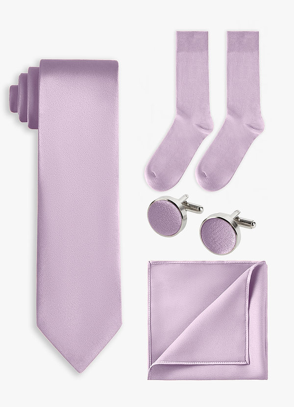 front Matching color 4-Piece Stretch Satin Wide Tie Set