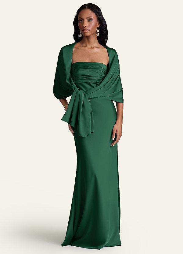 front Azazie Matching Color Aleena Stretch Satin Shawl