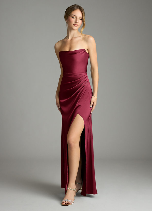 Leonis Bridesmaid Dresses Burgundy Mermaid Pleated Stretch Satin Convertible Dress image1