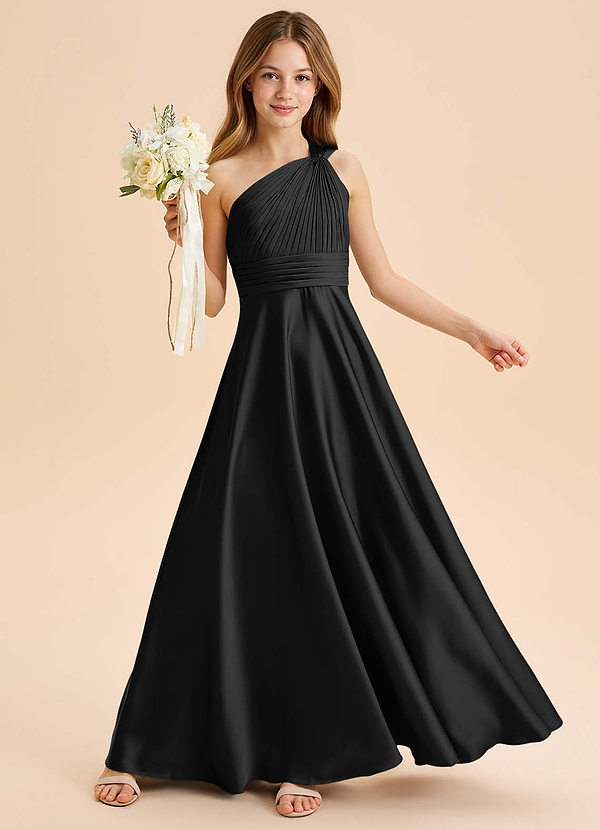 Azazie Charlize Junior Klä av A-Line i Stretch Satin Plisserad image1