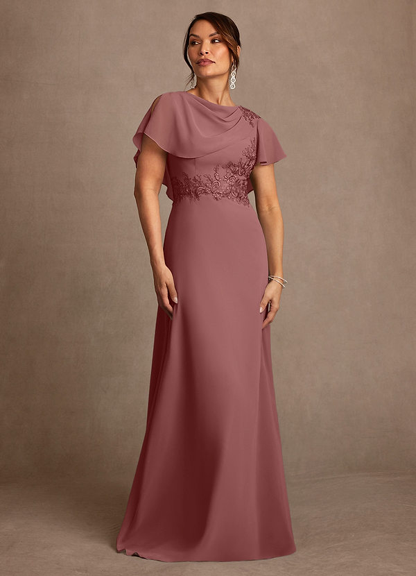 Azazie Frieda Mother of the Brides Dresses Desert Rose A-Line Applique Chiffon Dress image1