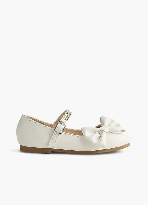 front Bow and Gliter Girls Flat Shoes