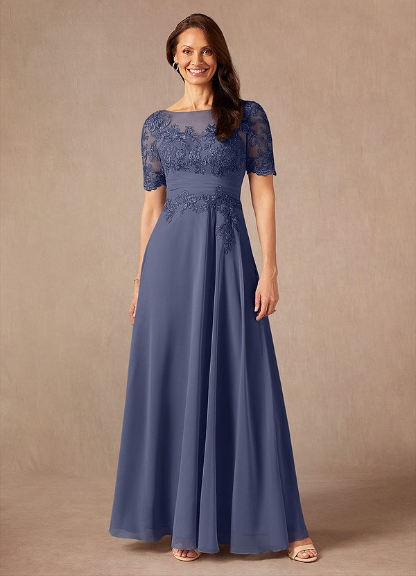 Azazie Raissa Mother of the Brides Dresses Stormy A-Line Lace Chiffon Dress image1