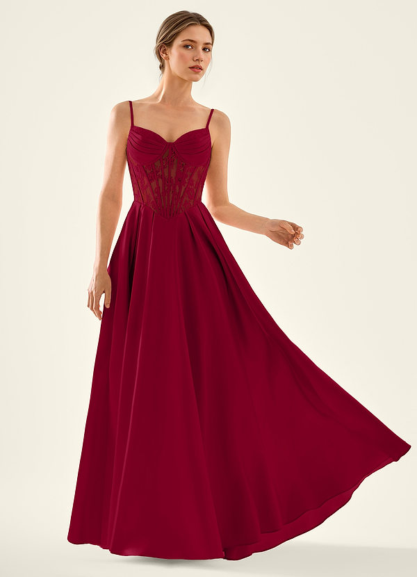 Nimbus Burgundy Cutout Corset Satin Prom Dress image1