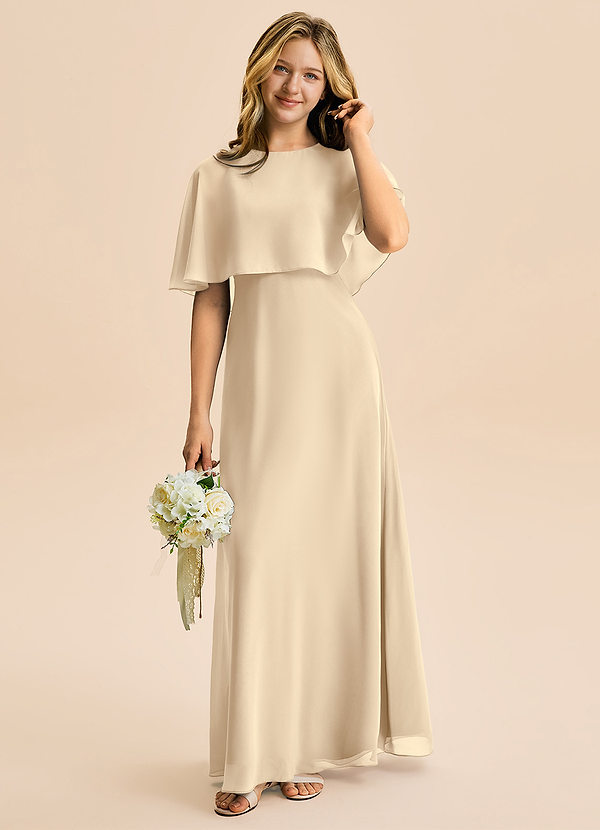Azazie Maris Junior Abito A-Line in Chiffon Champagne image1